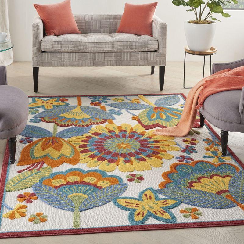 Nourison Aloha Floral Bordered Outdoor Area Rug