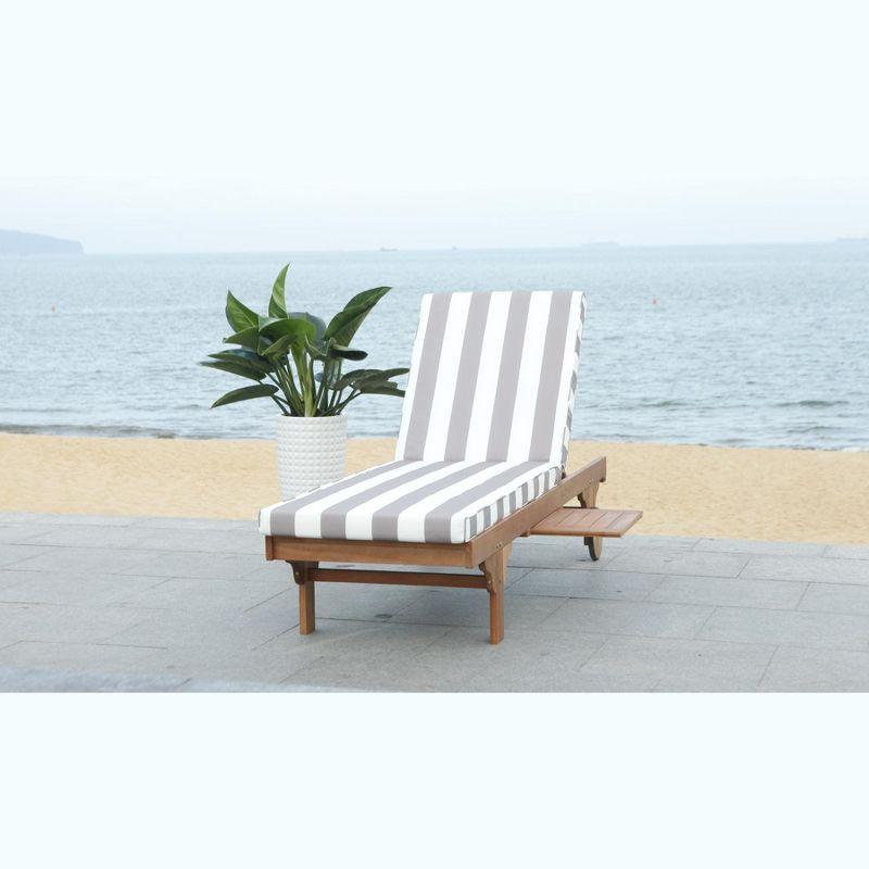 Newport Lounge Chair - Outdoor - PAT7022 - Natural/Grey Striped -Safavieh