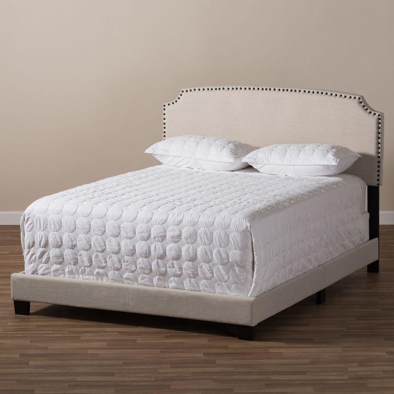 Queen Odette Modern and Contemporary Fabric Upholstered Bed Light Beige - Baxton Studio: Hardwood Frame, Polyester Fill