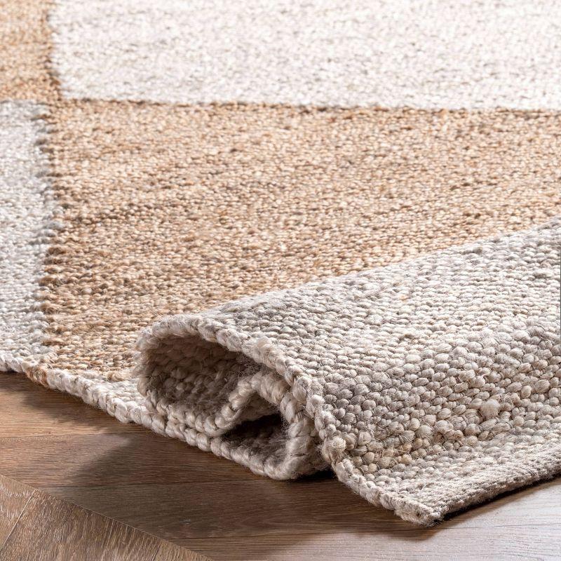 8'x10' Pandora Diamond Jute Area Rug Tan/Ivory - nuLOOM: Geometric Flat Pile, Handmade, Indoor, Rectangle