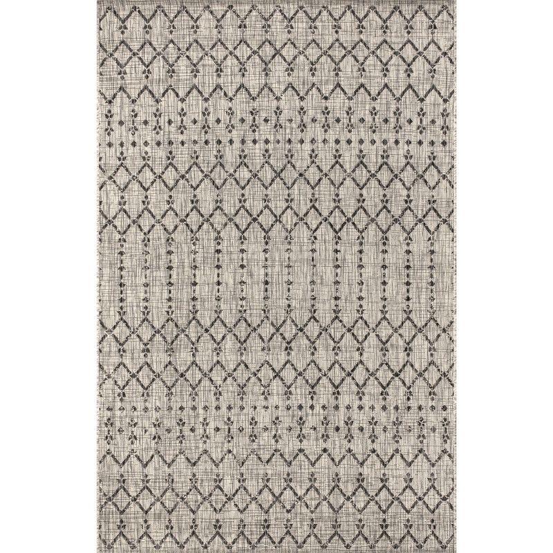 Ourika Moroccan Geometric Textured Weave Indoor/Outdoor Area Rug - JONATHAN Y