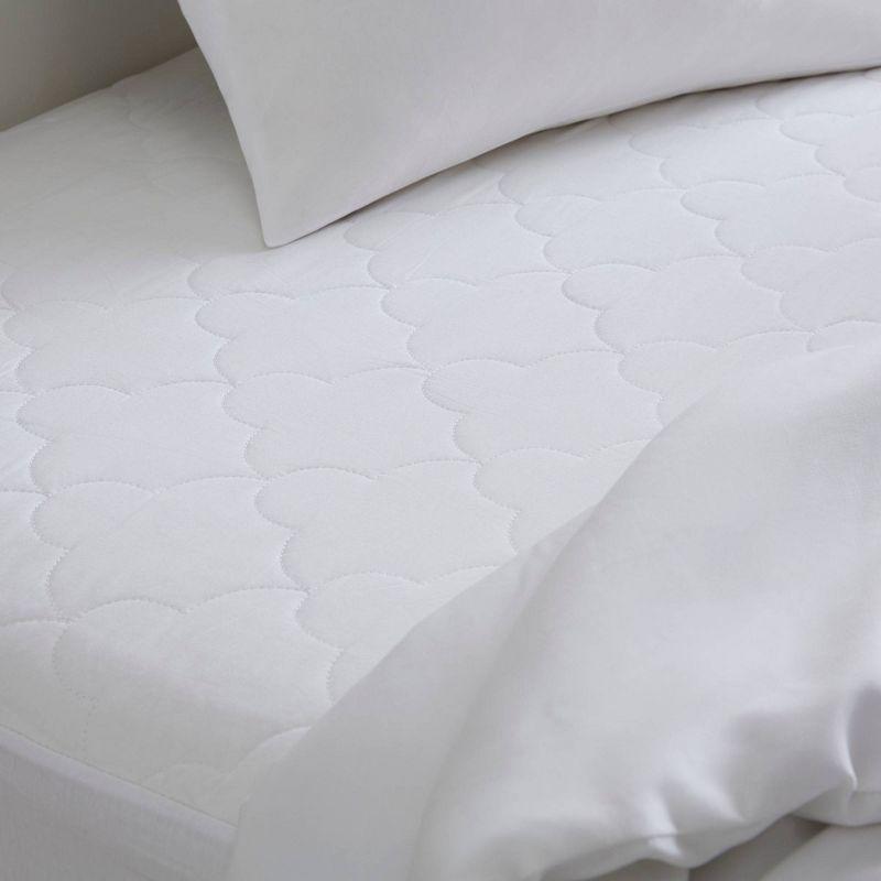 Sleep Philosophy King All Natural Cotton Percale Quilted Mattress Pad White: Cooling, 135 Thread Count, Fits 16" Depth