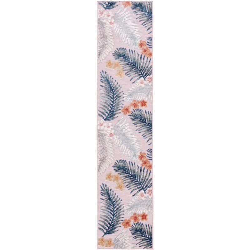 Cabana Floral Braided Pink/Grey Synthetic 2' x 9' Runner Rug