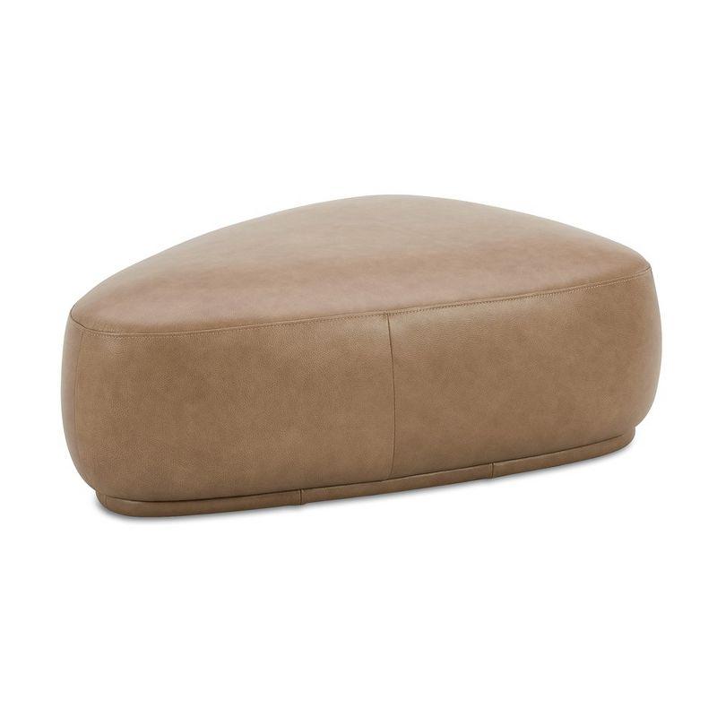 Pebble 44" Tan Leather Oblong Cocktail Ottoman