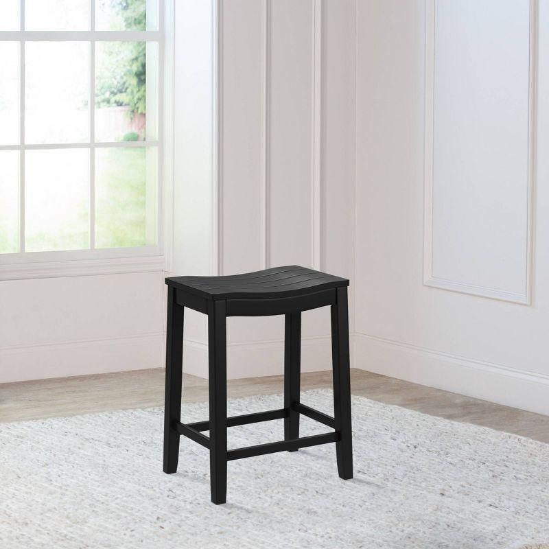 24" Fiddler Wood Backless Counter Height Barstool Black - Hillsdale Furniture: Saddle Seat, Flared Legs