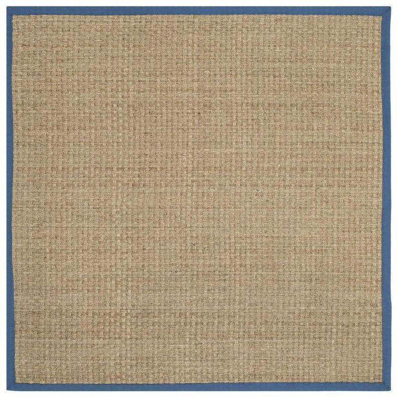 Blue and Natural Square Cotton Area Rug