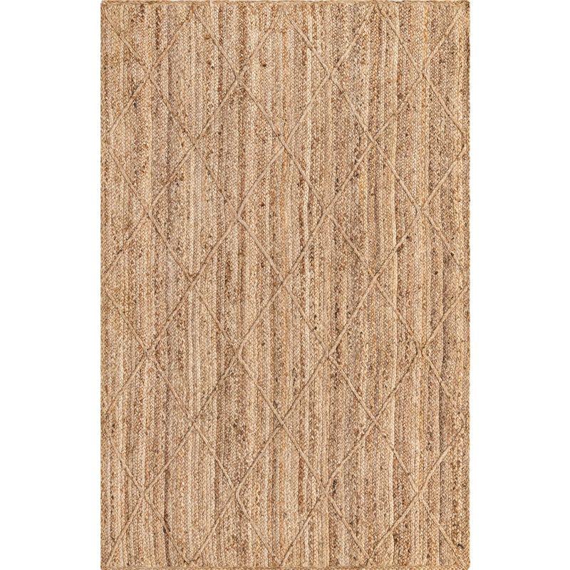 Handmade Braided Natural Jute & Cotton 5'x8' Brown Area Rug