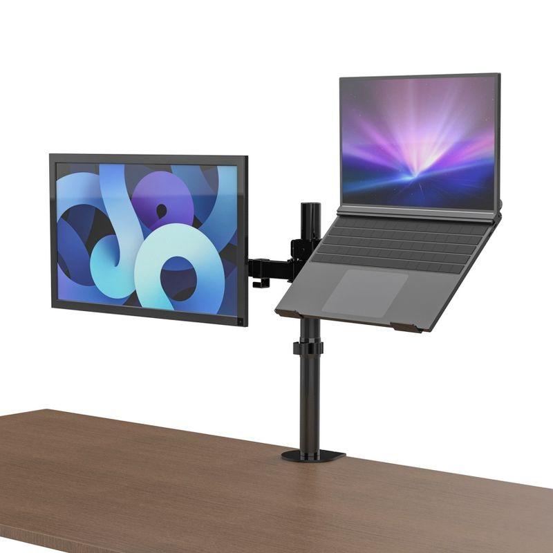 Adjustable Black Steel Dual Monitor and Laptop Stand