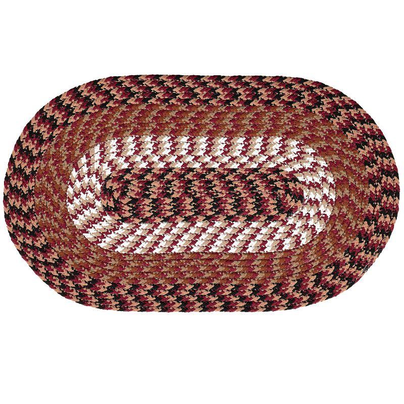 48" x 72" Alpine Collection Burgundy Stripe Reversible Indoor Area Utility Oval Rug - Better Trends