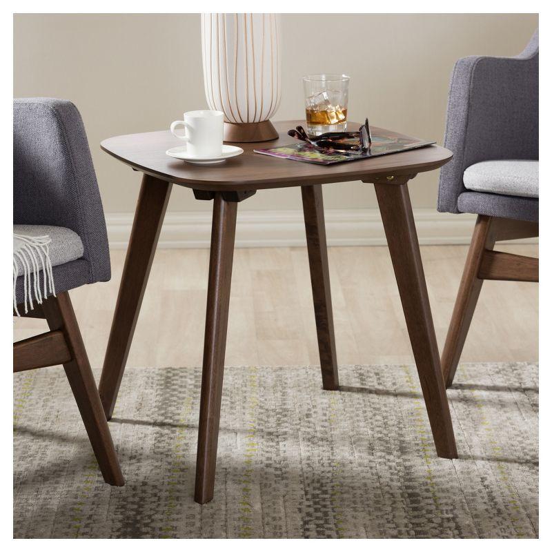 Dahlia Mid-Century Modern End Table Brown: Rubberwood Frame, Hardwood Top - Baxton Studio