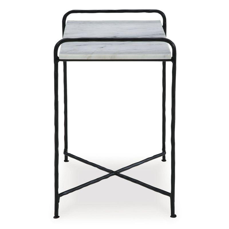 Signature Design by Ashley Ashber Marble Top Accent Table, White & Black