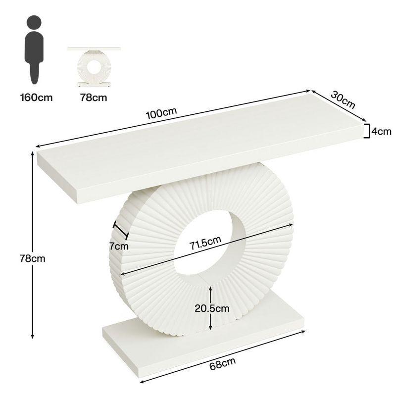 Resenkos Entryway Table, Console Sofa Table,Modern Console Table 40" Wood Sofa Table with Geometric Base,White