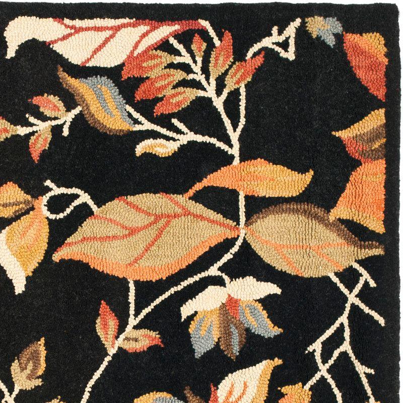 Blossom BLM913 Hand Hooked Indoor Area Rug - Black/Multi - 6'x6' - Safavieh