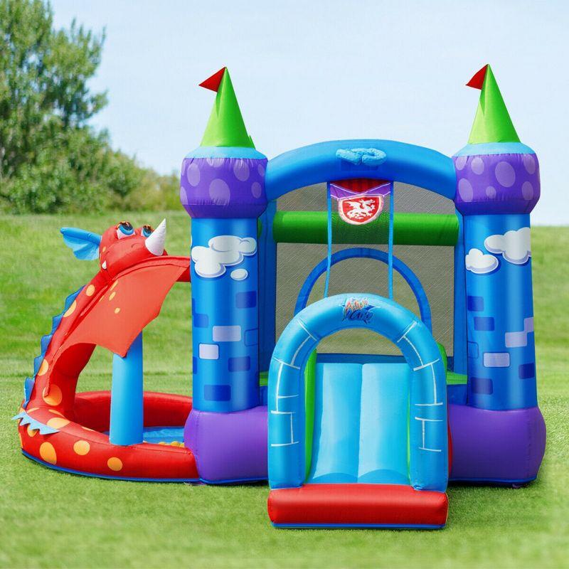 Costway Kids Inflatable Bounce House Dragon Jumping Slide Bouncer Castle W/ 750W Blower