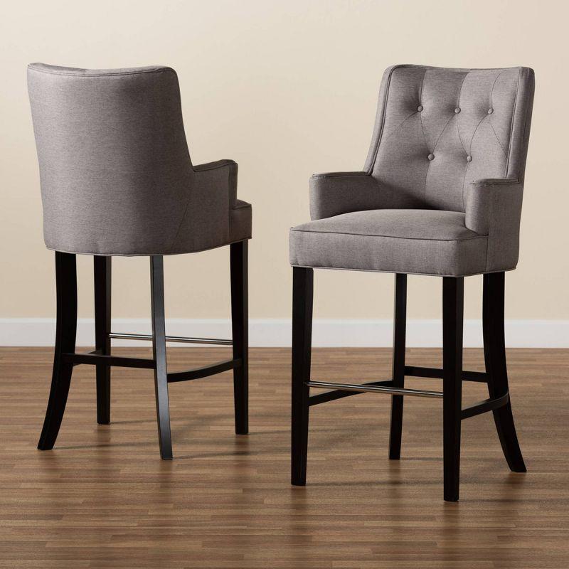 2pc Aldon Upholstered and Wood Bar Stool Set - Baxton Studio