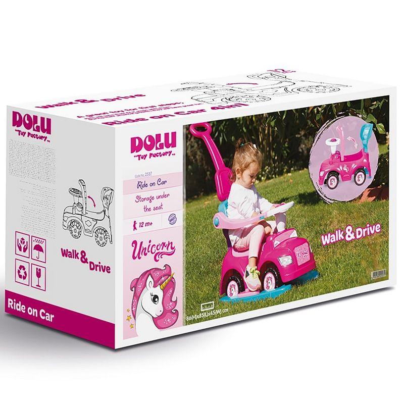 Dolu: Ride On Car: 4-In-1 Walk & Drive - Unicorn & Pink - Ages 12mo+