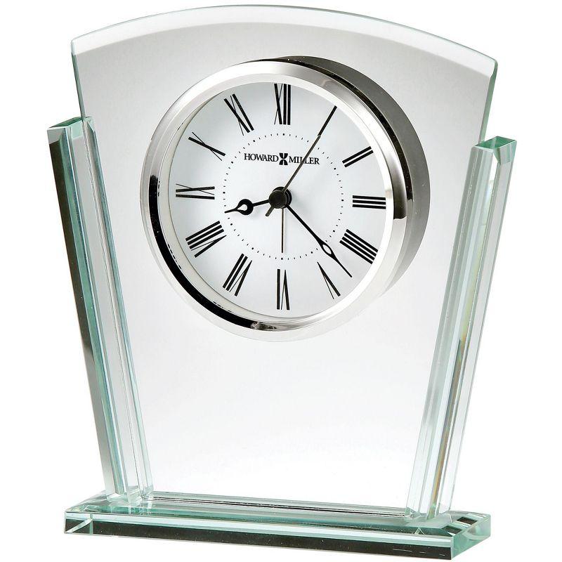 Howard Miller® Granby Modern & Contemporary Roman Numeral Glass Quartz Movement / Crystal Tabletop Clock with Alarm in Polished Silver/White/Black