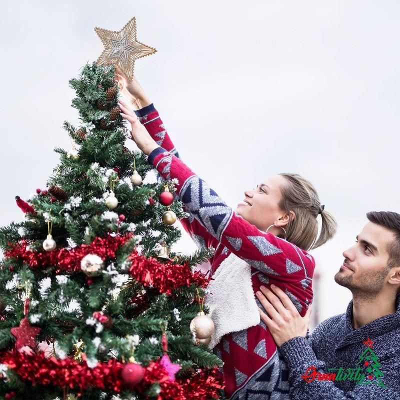 Ornativity Christmas Glitter Star Tree Topper - Rose Gold and Silver