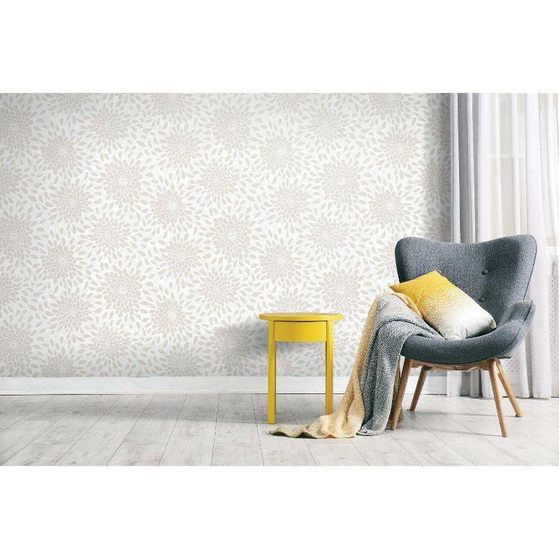 RoomMates Toss The Bouquet Peel & Stick Wallpaper: Removable Vinyl, Self-Adhesive Floral, Modern Botanical, Blue, 28 Sq Ft