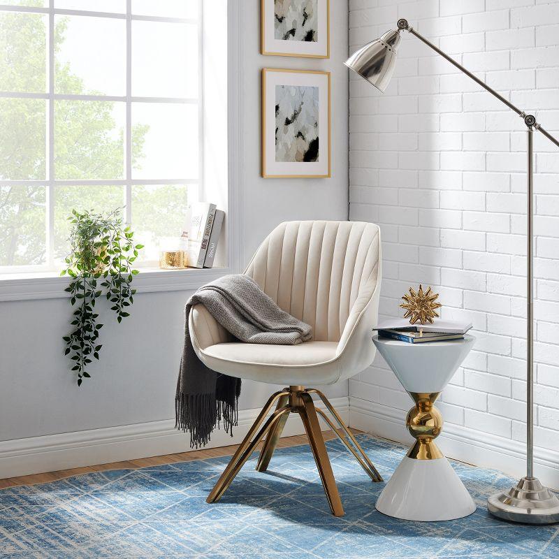 Art Leon Comfortable Velvet Swivel Accent Armchair with Golden Legs, Off White
