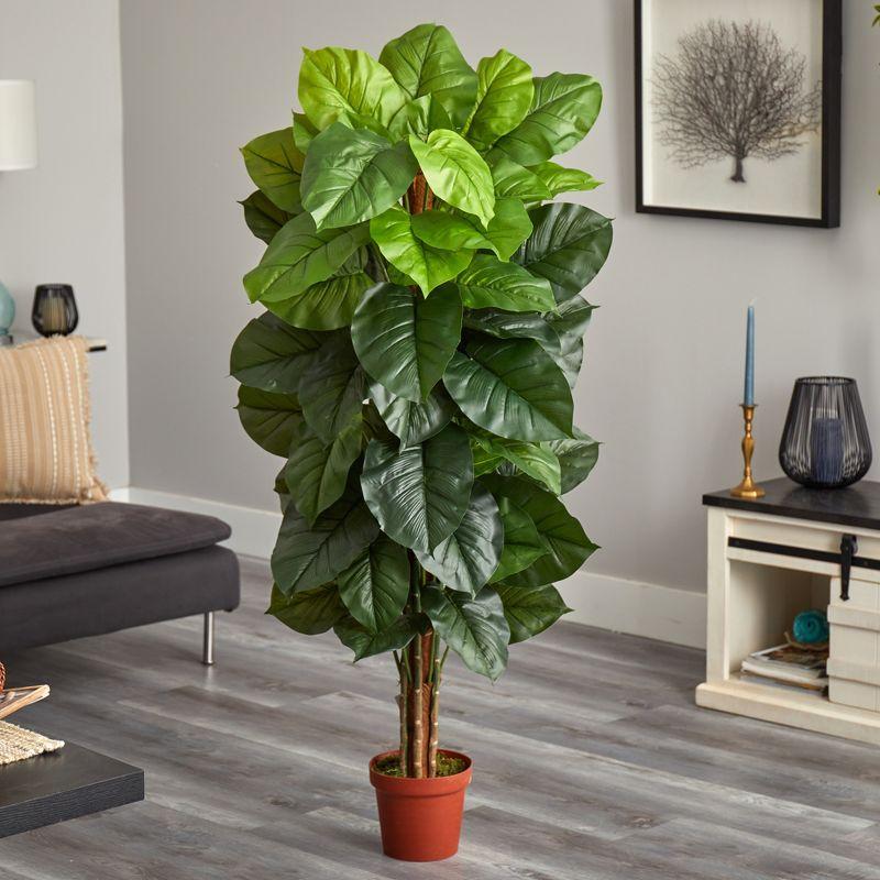 Nearly Natural 63" x 33" Artificial Leaf Philodendron Plant in Pot - Real Touch, Indoor Decor
