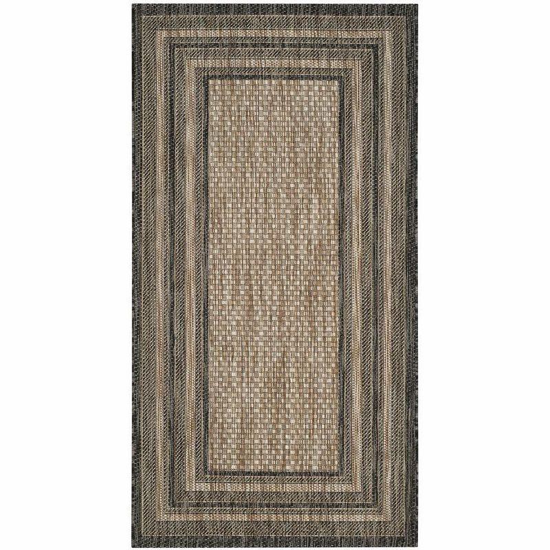Courtyard CY8475 Power Loomed Indoor and Outdoor Accent Rug - Natural/Black - 2'7"x5' - Safavieh