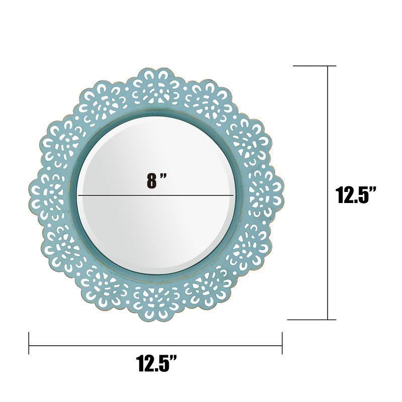 12.5" Floral Metal Lace Wall Mirror Light Blue - Stonebriar Collection: Modern Round Decorative, No Assembly Required