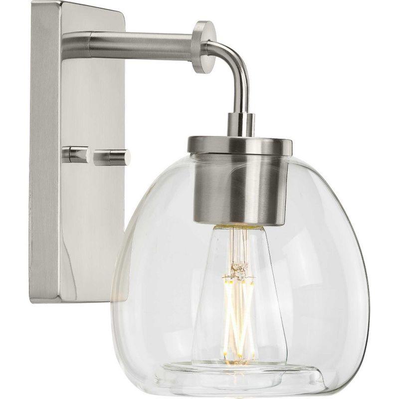 Progress Lighting Caisson 1-Light Bath Vanity Light, Brushed Nickel, Clear Glass Shade