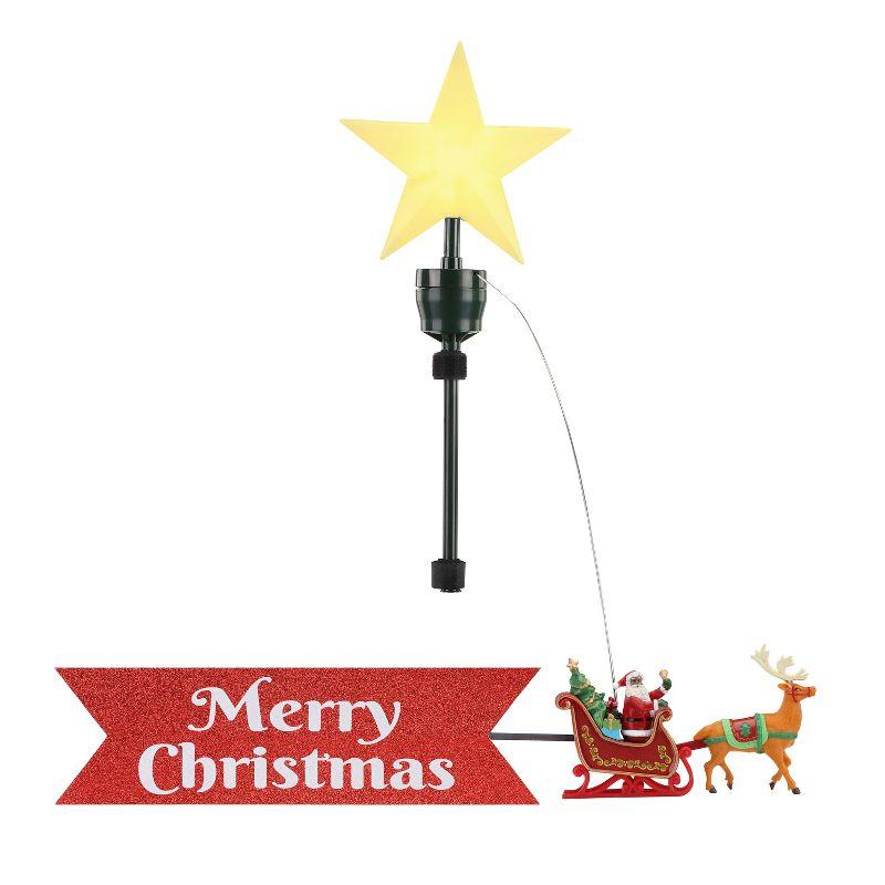 Santa's Sleigh Animated Plastic Tree Topper with LED Star