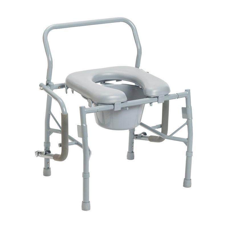 Drive Medical Steel Drop Arm Bedside Commode with Padded Seat and Arms