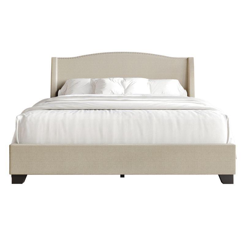 ChaletPosh Full Size Platform Bed with Storage Beige Linen
