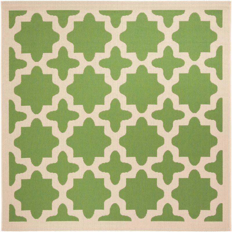Courtyard CY6913 Power Loomed Indoor and Outdoor Area Rug - Green/Beige - 5'3"x5'3" - Safavieh