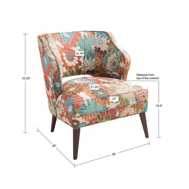 Maren Open Back Accent Chair Peach: Madison Park, Upholstered, Botanical Pattern, Living Room Furniture