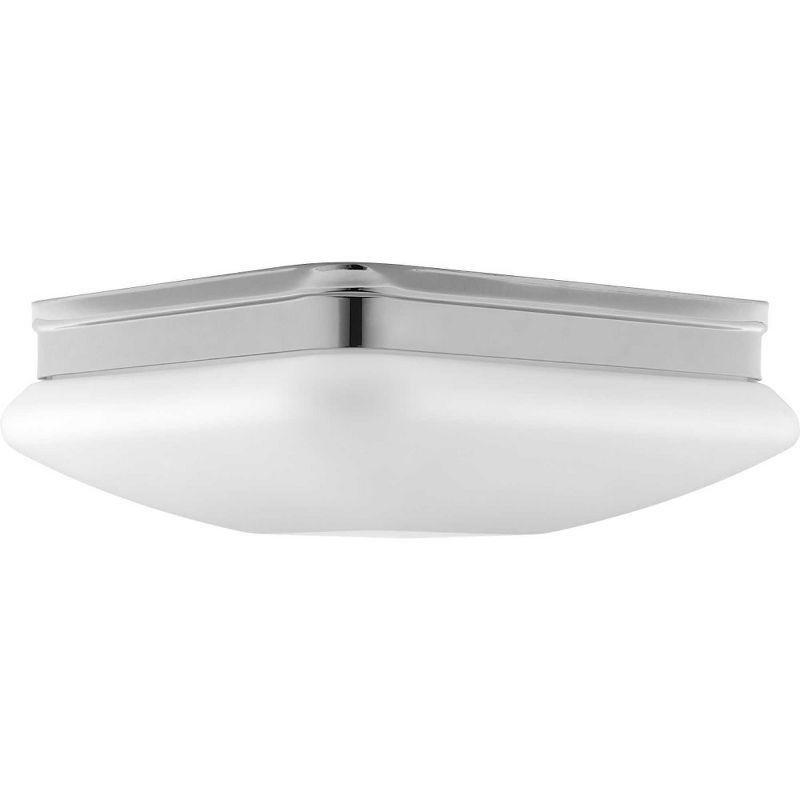 Polished Chrome Square Flush Mount with Etched Opal Glass