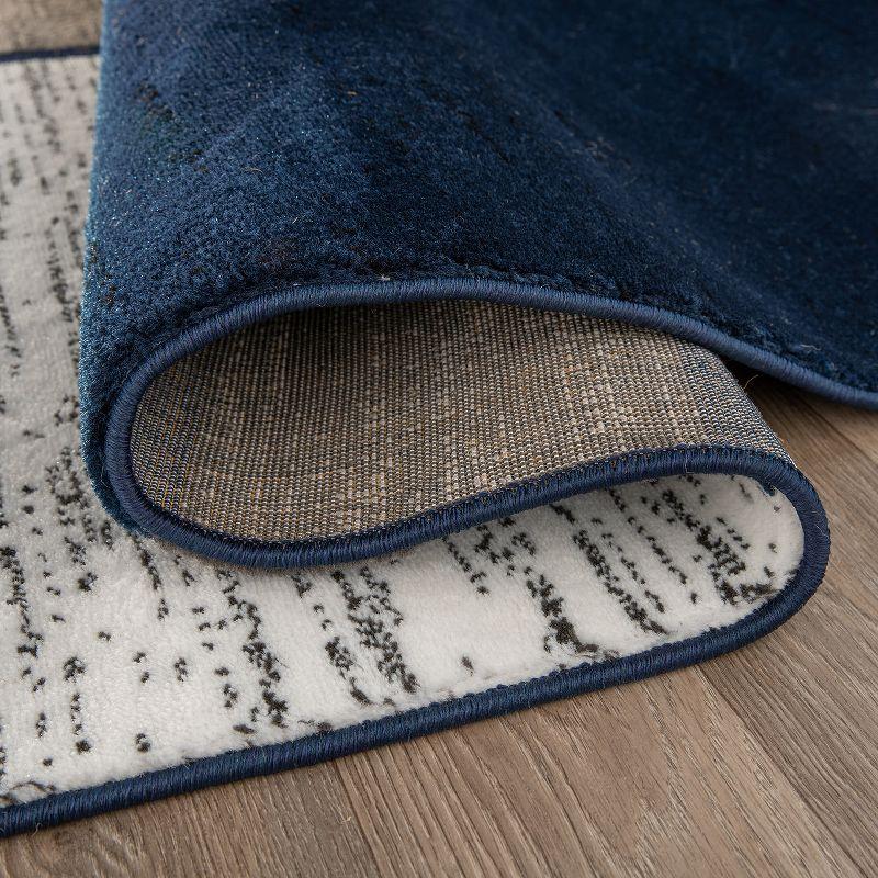 World Rug Gallery Contemporary Modern Boxed Color Block Navy 2'x3' Area Rug