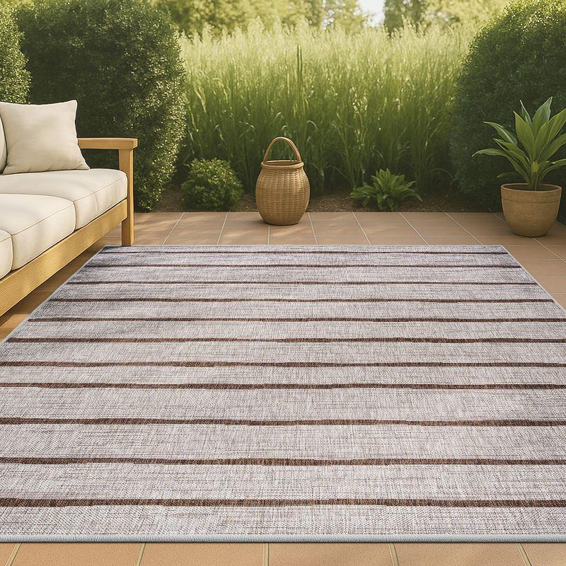 3'x5' Colonia Berber Stripe Indoor/Outdoor Area Rug, Beige/Brown - JONATHAN Y