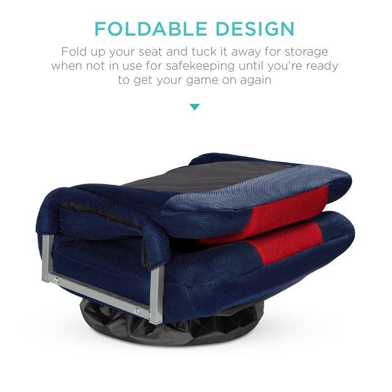 Best Choice Products 360-Degree Swivel Gaming Floor Chair w/ Armrest Handles, Foldable Adjustable Backrest - Blue/Red
