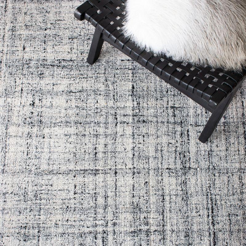 Abstract Grey and Black Hand-Tufted Wool Area Rug 2' x 3'