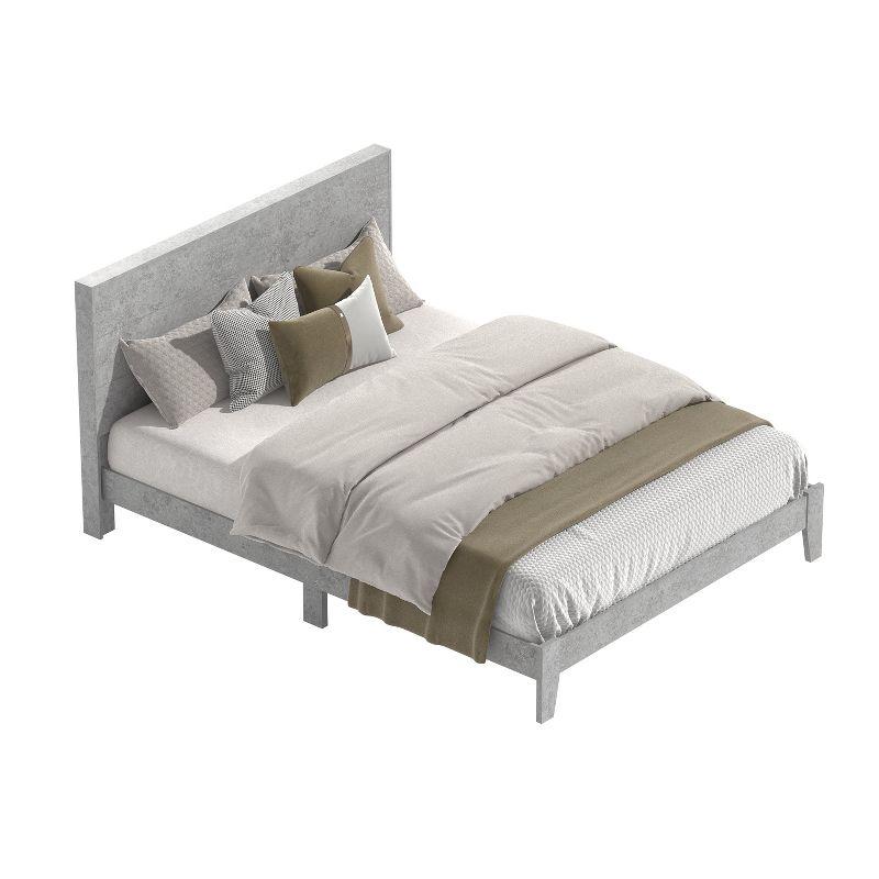 Galano Layton Wood Frame Queen Platform Bed with Headboard in Knotty Oak, Dusty Gray Oak, White, Black, Oslo Oak, Concrete Gray