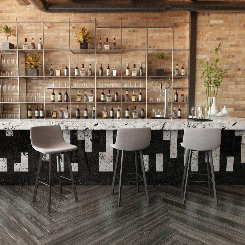 Flash Furniture Set of 2 Commercial Indoor Armless Iron Barstools - Gray LeatherSoft