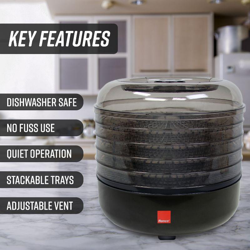 Ronco Beef Jerky Machine with 5 Stackable Trays, Easy-to-Use Dehydrator and Food Preserver Black