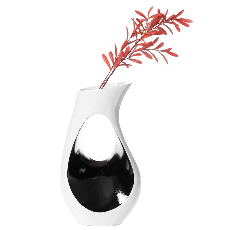 Uniquewise Tall Modern floor vase, White Unique Trumpet Floor Vase, Interior Decoration 24" Tall