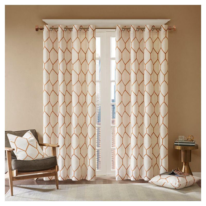 Brooklyn Geometric Sheer Grommet Single Curtain Panel