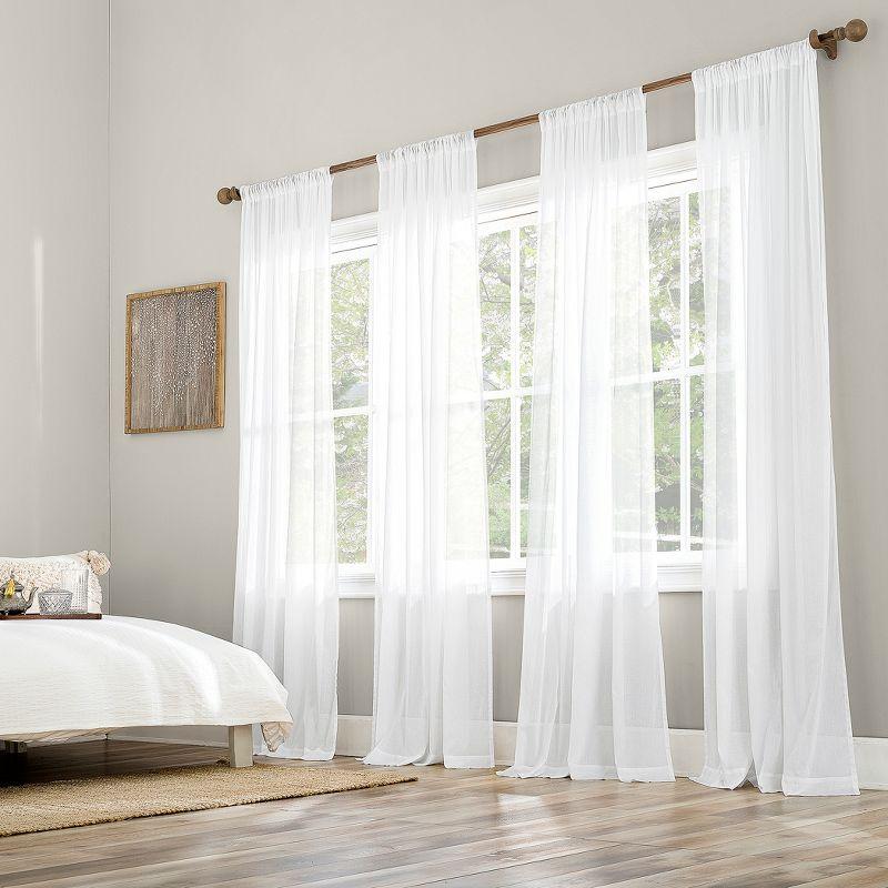 White Sheer Cotton Rod Pocket Curtain Panel, 50"x84"