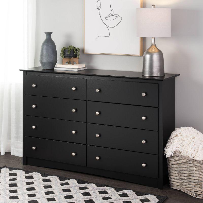 Sonoma 8 Drawer Dresser Black - Prepac: Laminated Transitional Style, Metal Hardware, Includes Anti-Tip