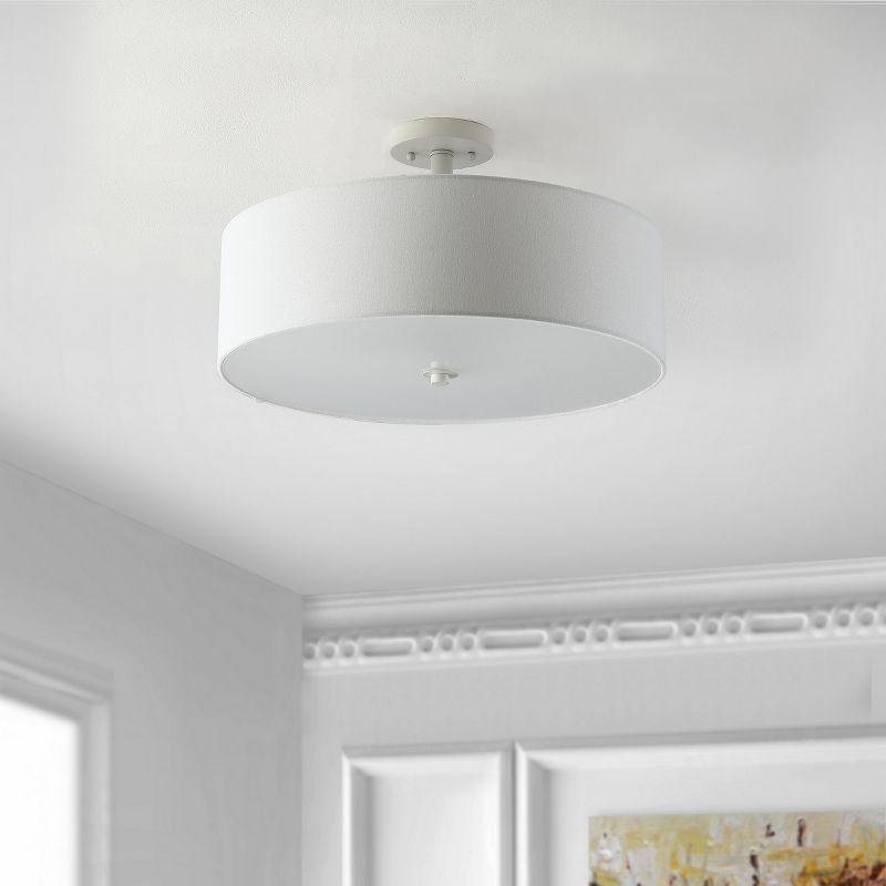 Jolana 12.5" White Fabric Shade Flush Mount Light