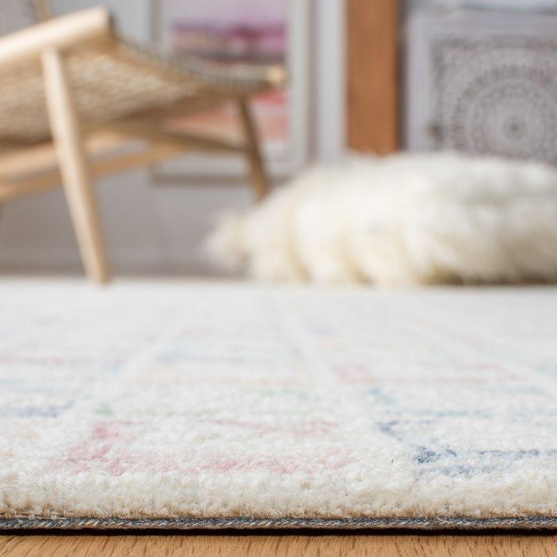 Ivory and Blue Hand-Tufted Wool Square Area Rug