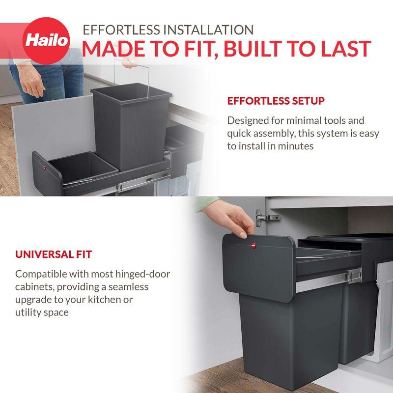 Hailo USA Inc. Plastic Manual Lift Multi-Compartments Trash & Recycling Bin