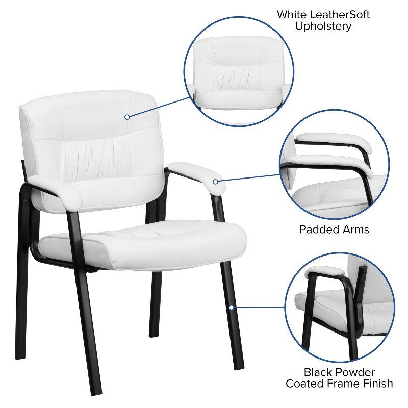 Emma and Oliver White LeatherSoft Executive Reception Chair with Black Metal Frame