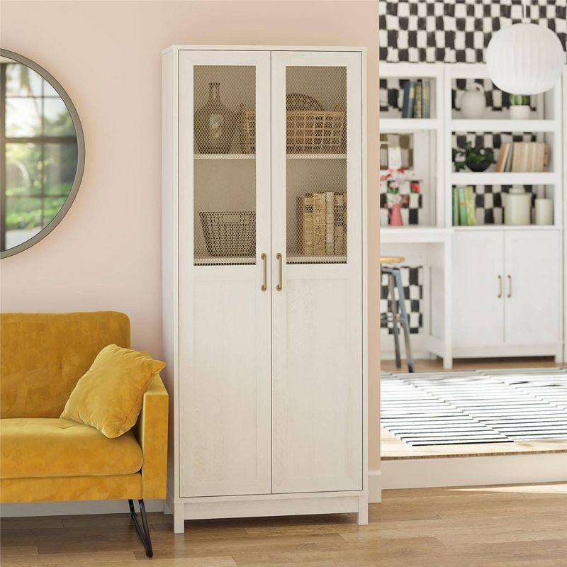 Tess 2 Door Wide Storage Cabinet with Modular Storage Ivory Oak - Mr. Kate: MDF Construction, 4 Adjustable Shelves